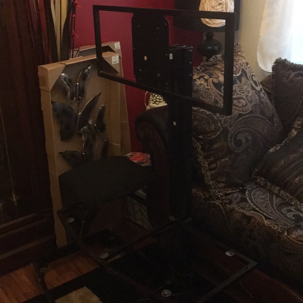 Black TV Stand with glass bottom for 55” up to 65”